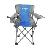 WILDTRAK™ KIDS Blue/Grey Foldable Camp Chair, Easy Clean Fabric, Drink Holder, Weight Rated 100kg, Carry Bag with Shoulder Strap